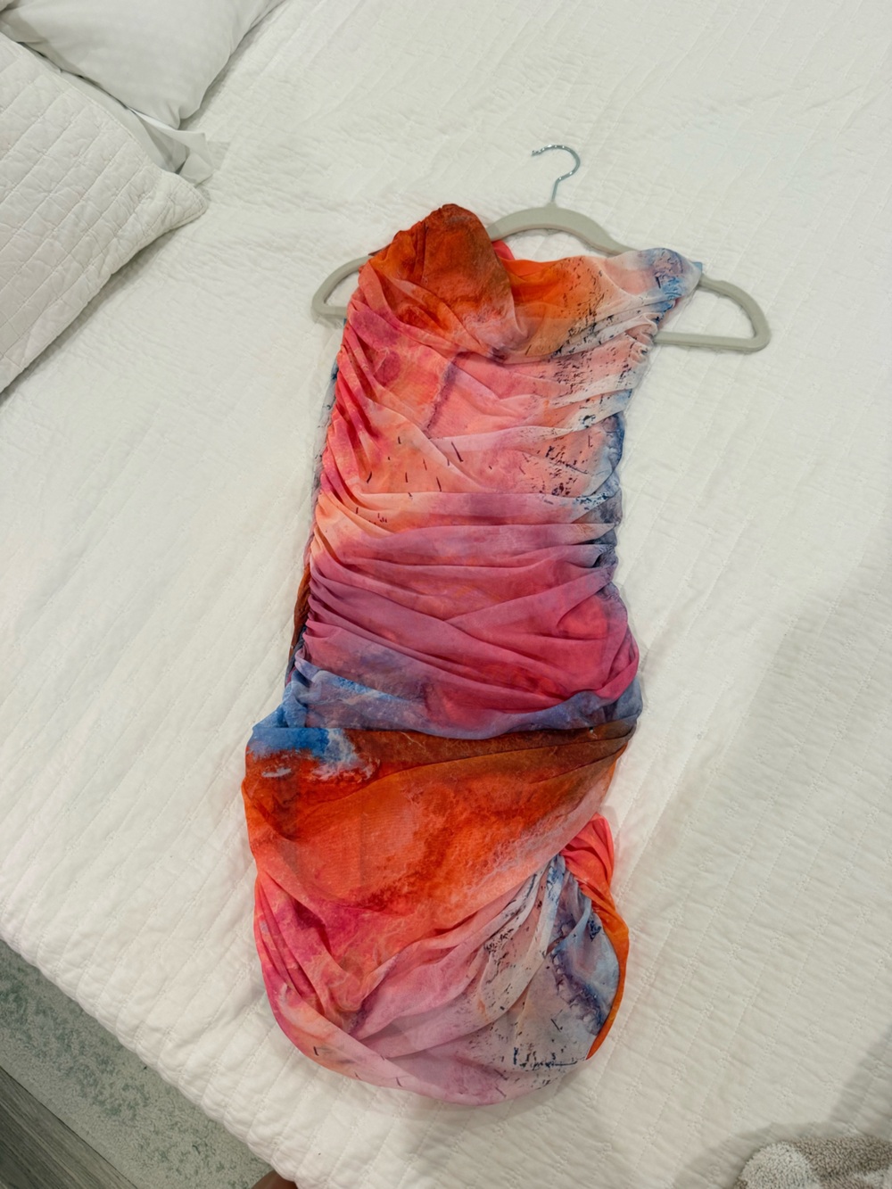 Zara Pink Orange Tie-Dye Sheer Maxi Dress